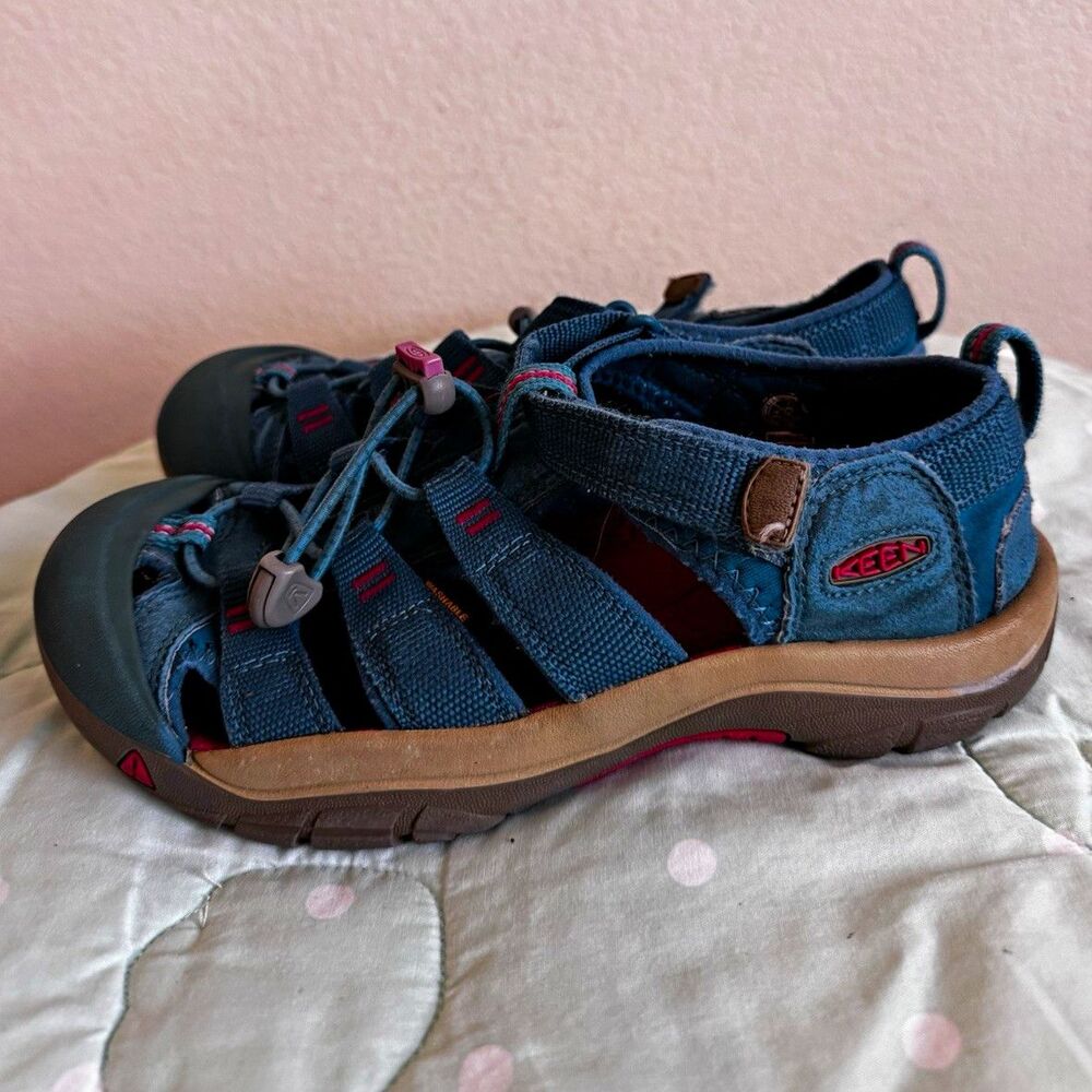 KEEN Newport H2 Unisex Kids Sandals Blue/Pink/Gray Closed Toe Hook & Loop size 4
